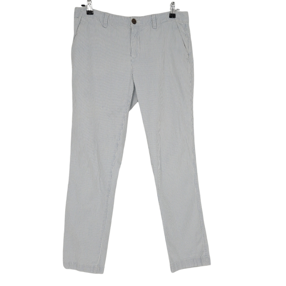 GAP Girlfriend Khaki Pants Blue Railroad Conductor Stripe Mid Rise 4